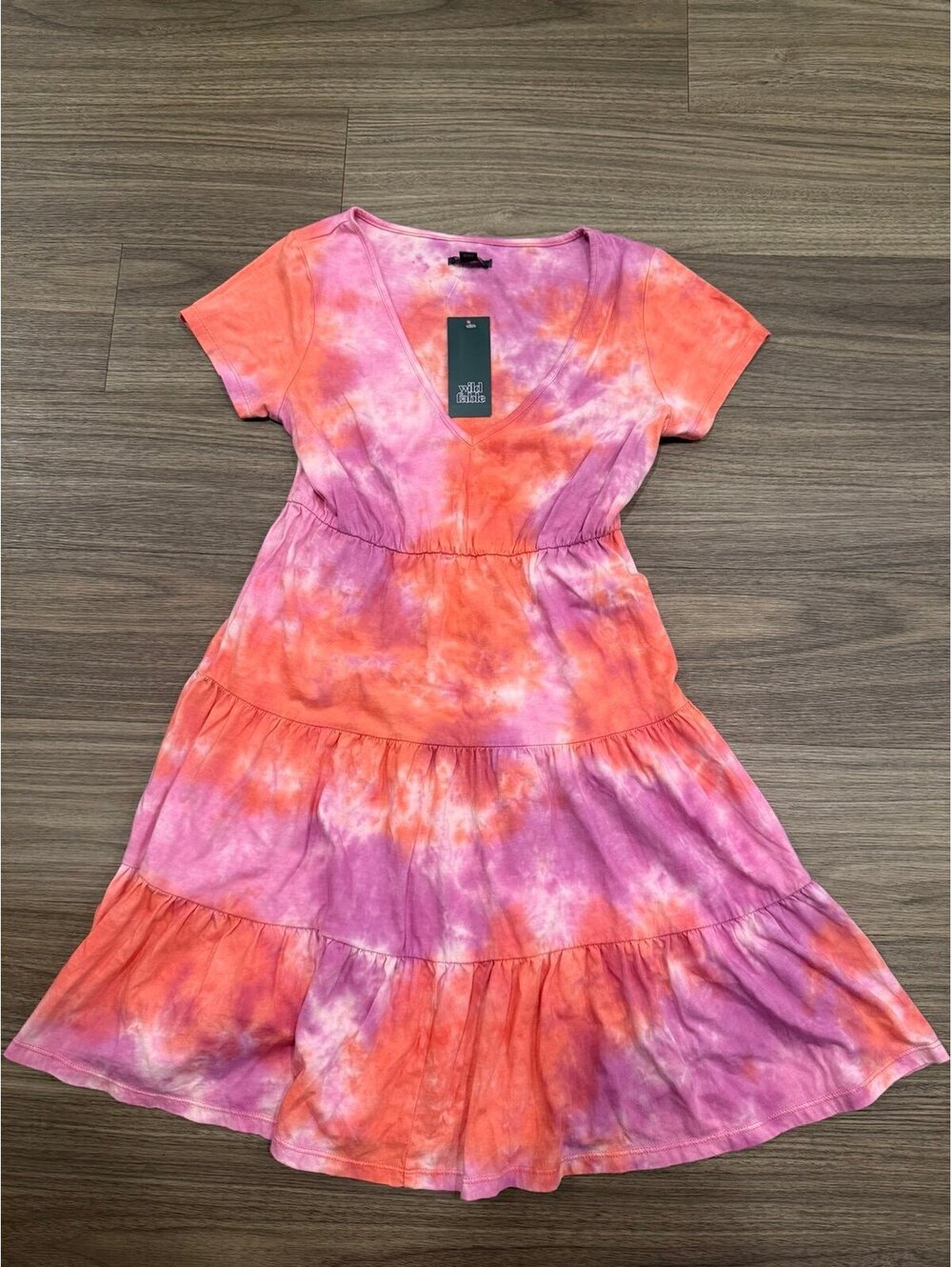 Wild Fable Pink Tie Dye Tiered Mini Dress XS #WF4572